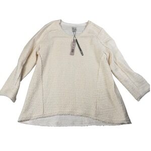 NWT NIC+ZOE Cream Textured Bouclé Sweater‎ Top M Soft Cozy Neutral Minimalist